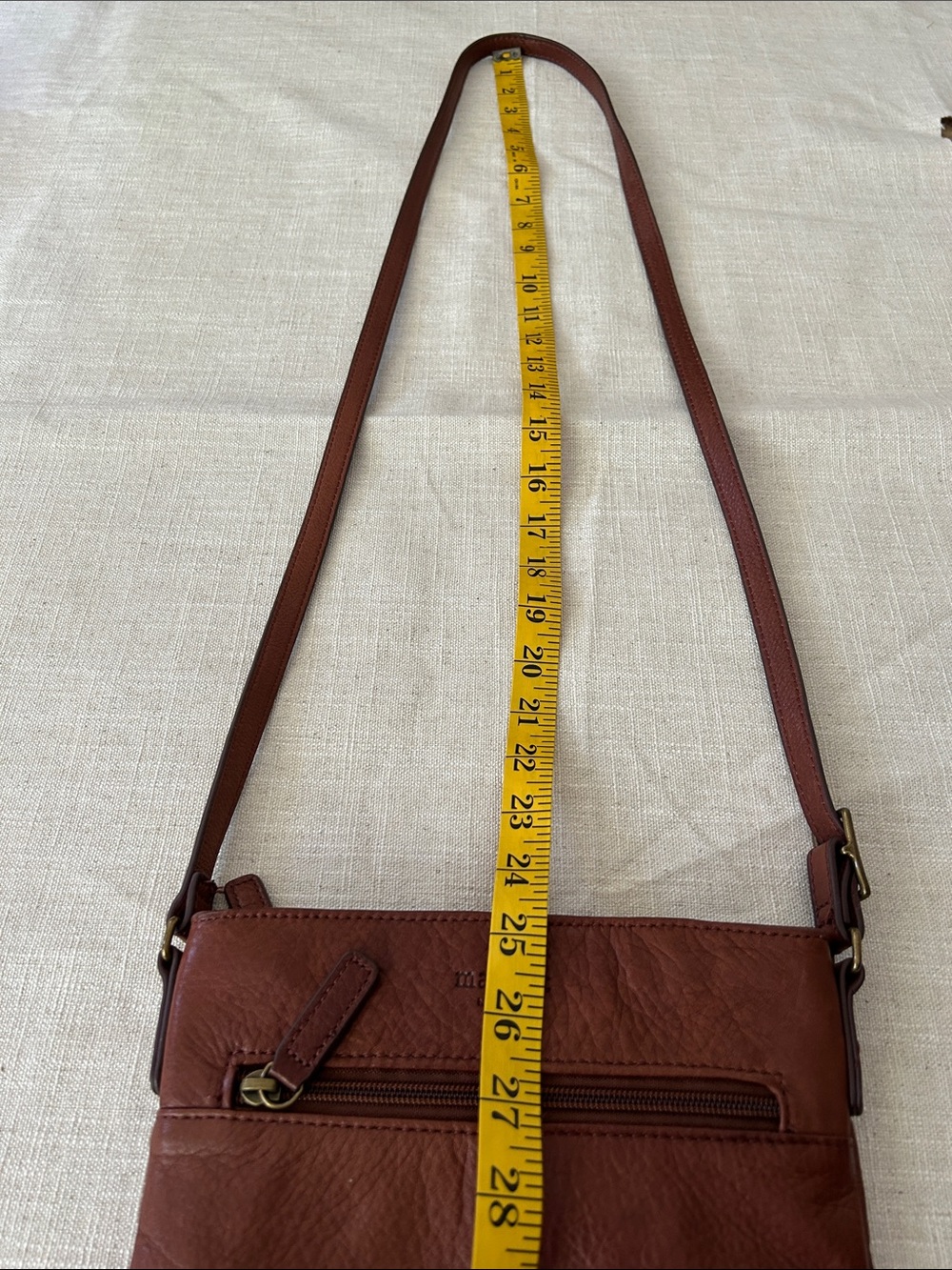 Margot New York Leather Crossbody Bag Brown Classic Minimalist Travel - Picture 11 of 14